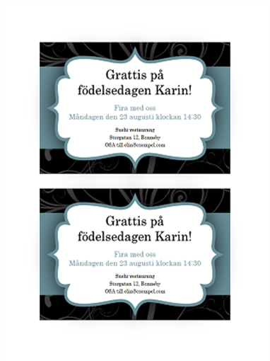 Festinbjudningar (med blått band, två per sida) Festinbjudningar (med blått band, två per sida)