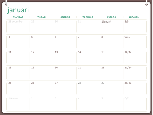 Kalender 2018 (mån–sön, utformning med två ringar) Kalender 2018 (mån–sön, utformning med två ringar)