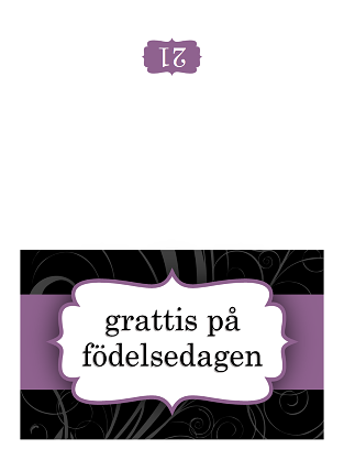 Födelsedagskort (med lila band, dubbelvikt)
