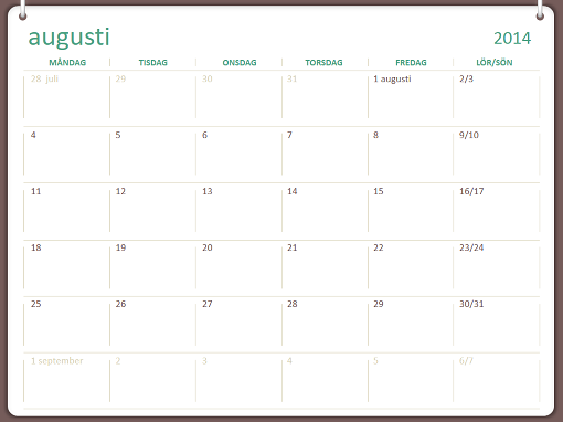 Akademisk kalender 2014–2015 (september–augusti) Akademisk kalender 2014–2015 (september–augusti)