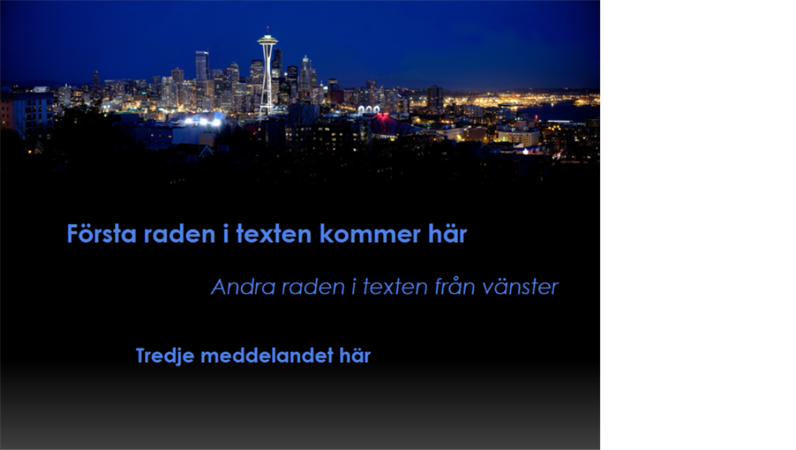 Animerade bildtexter rör sig och ändrar färg mot en bakgrund av Seattles stadslandskap Animerade bildtexter rör sig och ändrar färg mot en bakgrund av Seattles stadslandskap