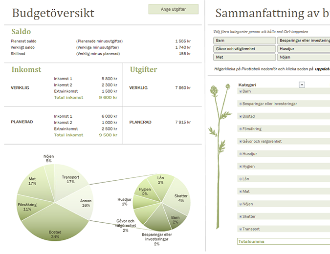 Familjebudget (per månad) Familjebudget (per månad)