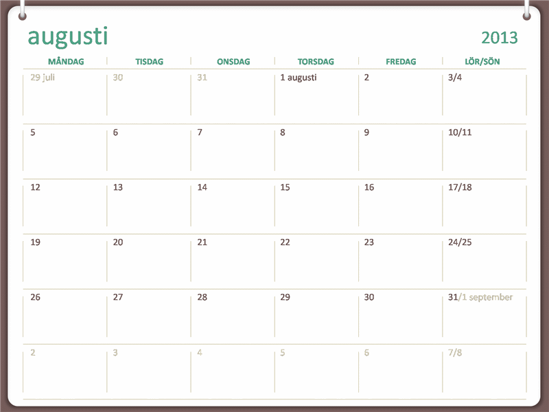 Akademisk kalender 2013–2014 (augusti) Akademisk kalender 2013–2014 (augusti)