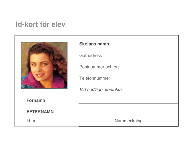 Id-kort för elever Id-kort för elever