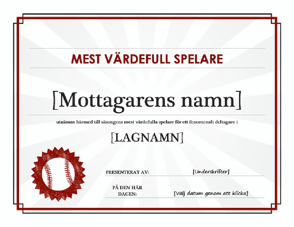 Diplom till den duktigaste spelaren Diplom till den duktigaste spelaren