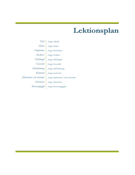 Lärares lektionsplan
