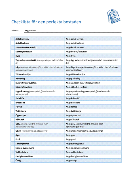 Checklista For Den Perfekta Bostaden