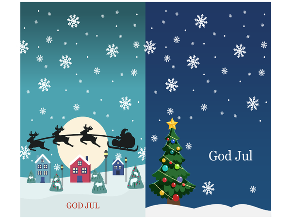 Kort för hälsningar vid högtider (julmotiv 2 per sida) Kort för hälsningar vid högtider (julmotiv 2 per sida)