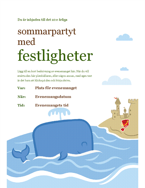 Flygblad med sommarevenemang Flygblad med sommarevenemang