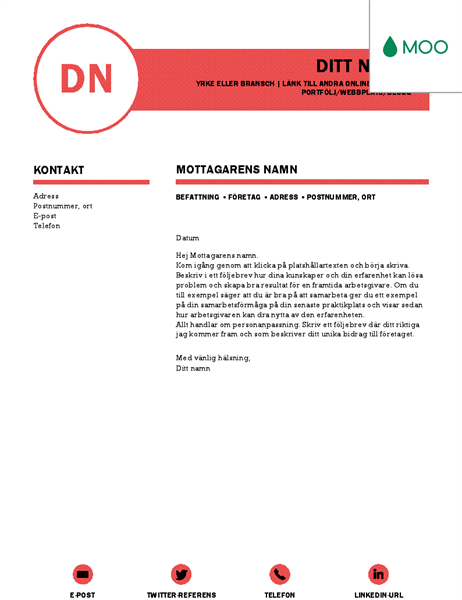 Elegant följebrev, utformat av MOO Elegant följebrev, utformat av MOO
