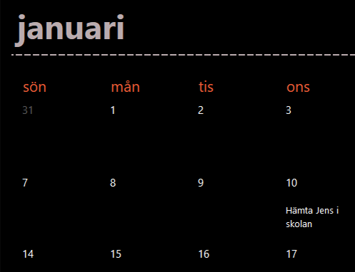 Evighetskalender med flikar (svart) Evighetskalender med flikar (svart)