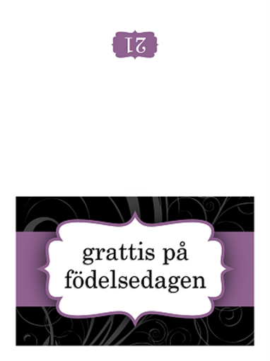 Födelsedagskort (med lila band, dubbelvikt) Födelsedagskort (med lila band, dubbelvikt)