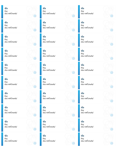 ป้ายชื่อลายหกเหลี่ยม (30 แผ่นต่อหน้า) ป้ายชื่อลายหกเหลี่ยม (30 แผ่นต่อหน้า)