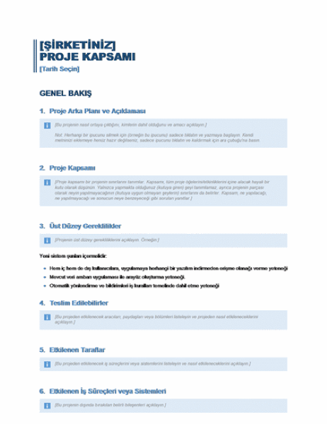 Proje Kapsamı Proje Kapsamı