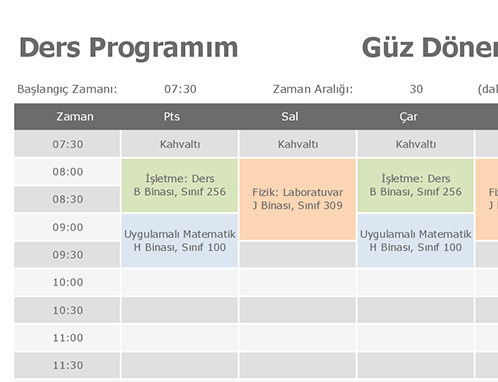Ders programı Ders programı