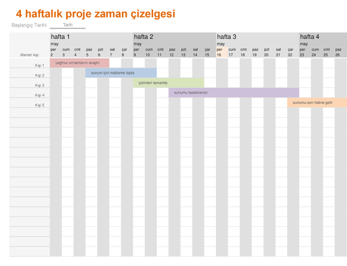 Proje zaman çizelgesi Proje zaman çizelgesi