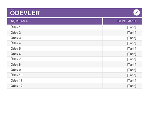 Öğrenci için ödev planlayıcısı Öğrenci için ödev planlayıcısı