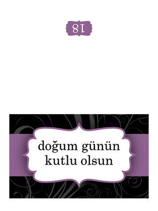 Doğum günü kartı (Mor Şerit tasarımı, ikiye katlı)