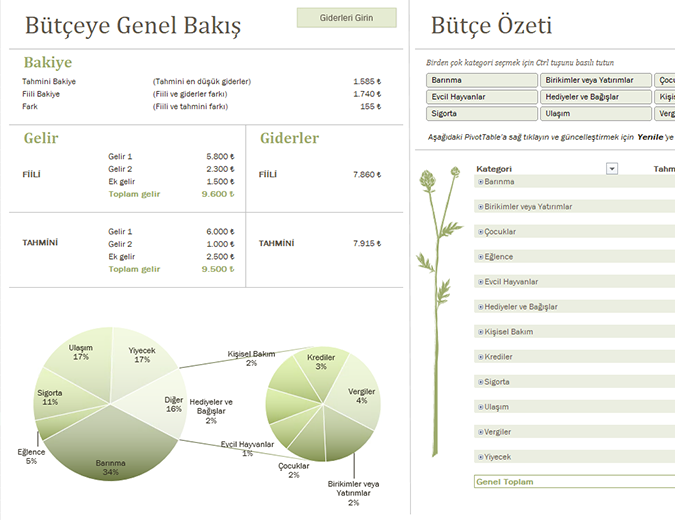 Aile bütçesi (aylık) Aile bütçesi (aylık)
