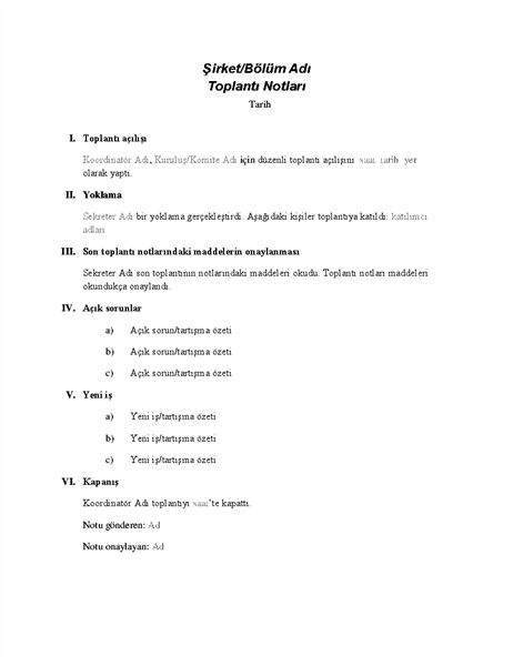 Resmi toplantı notları