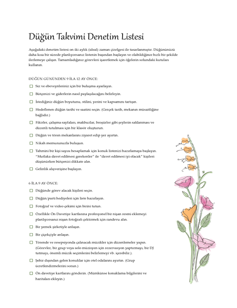 Düğün Kontrol Listesi (sulu boya) Düğün Kontrol Listesi (sulu boya)
