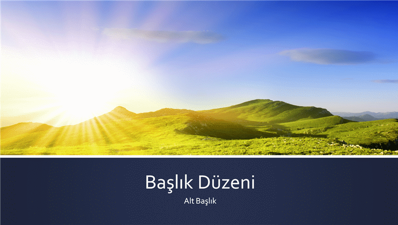 Dağda gün doğumu fotoğraflı mavi şeritli sunu (geniş ekran) Dağda gün doğumu fotoğraflı mavi şeritli sunu (geniş ekran)