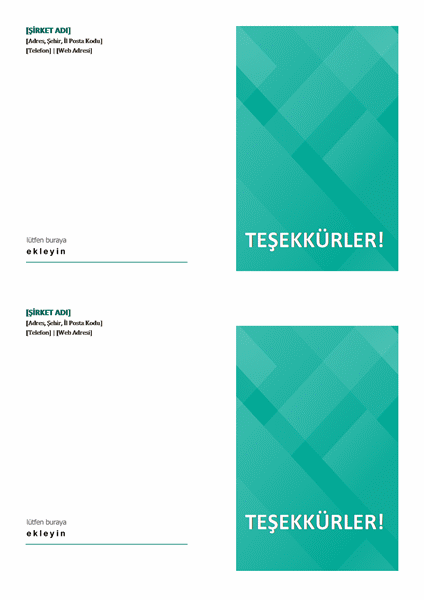 Teşekkür kartları Teşekkür kartları