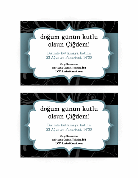 Parti davetiyesi (mavi şerit tasarımı) Parti davetiyesi (mavi şerit tasarımı)