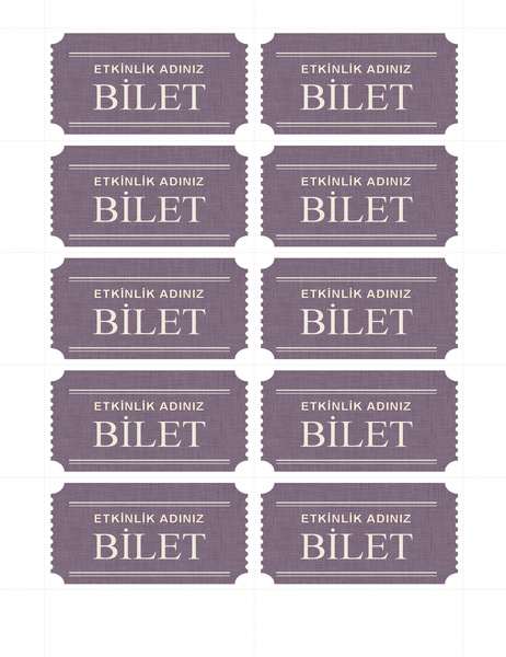 Temel biletler (sayfa başına 10 adet) Temel biletler (sayfa başına 10 adet)