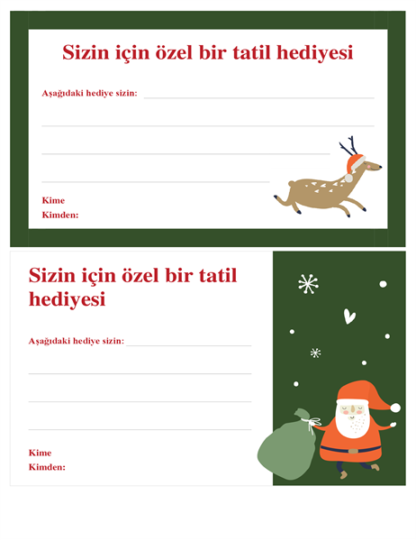 Noel hediye sertifikası (Noel Ruhu tasarımlı) Noel hediye sertifikası (Noel Ruhu tasarımlı)