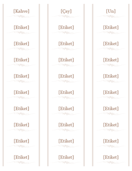 Kavanoz etiketleri (Mutfak eşyaları tasarımı, sayfa başına 30 adet, Avery 5160 ile çalışır) Kavanoz etiketleri (Mutfak eşyaları tasarımı, sayfa başına 30 adet, Avery 5160 ile çalışır)