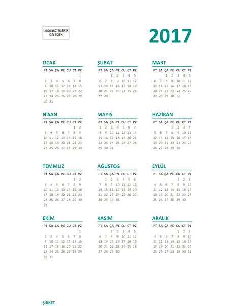 Bir bakışta 2017 takvimi (Pzt-Paz) Bir bakışta 2017 takvimi (Pzt-Paz)