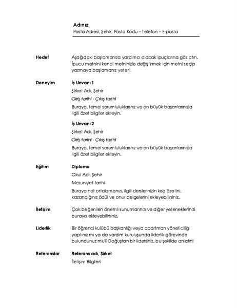 Kronolojik özgeçmiş (Minimalist tasarım) Kronolojik özgeçmiş (Minimalist tasarım)