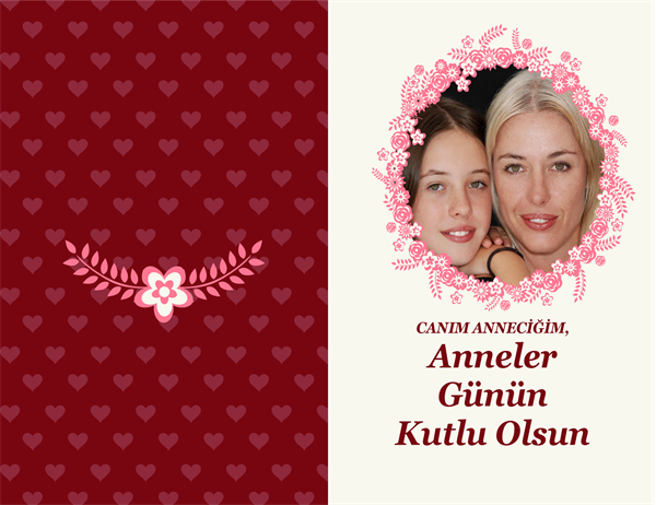 Çiçek kenarlıklı Anneler Günü kartı Çiçek kenarlıklı Anneler Günü kartı