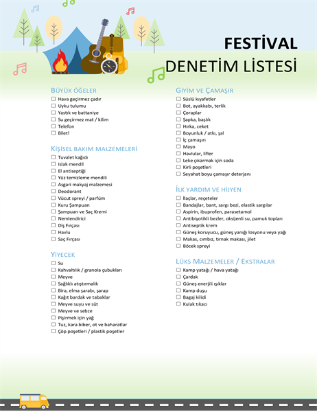 Festival denetim listesi Festival denetim listesi