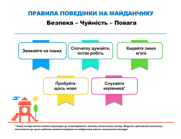Правила поведінки на майданчику Правила поведінки на майданчику