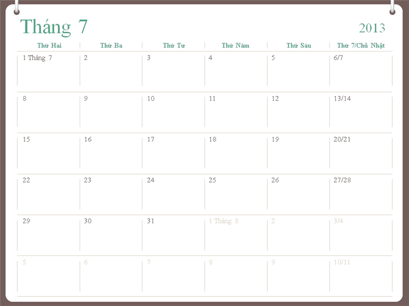 Lịch học 2013-2014 (tháng 7) Lịch học 2013-2014 (tháng 7)