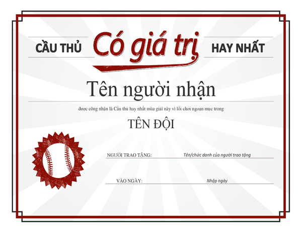 Chứng chỉ giải thưởng Cầu thủ hay nhất Chứng chỉ giải thưởng Cầu thủ hay nhất