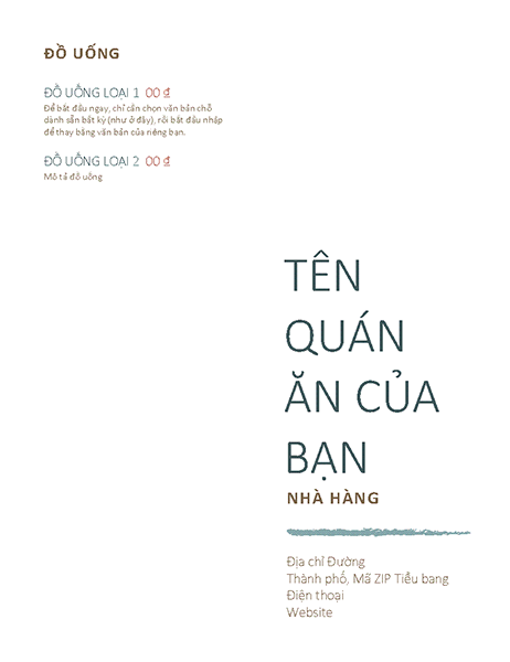 Thực đơn nhà hàng Thực đơn nhà hàng