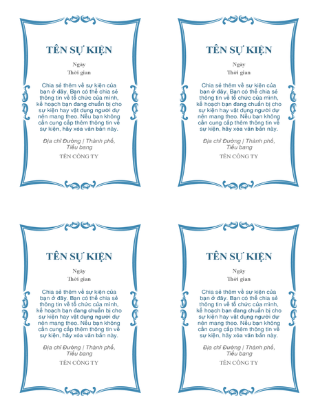 Thư mời dự sự kiện (4 thư trên mỗi trang) Thư mời dự sự kiện (4 thư trên mỗi trang)