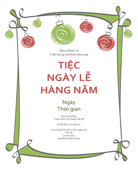 Thiếp mời tham gia bữa tiệc nghỉ lễ với hình trang trí và viền uốn lượn (Thiết kế trang trọng) Thiếp mời tham gia bữa tiệc nghỉ lễ với hình trang trí và viền uốn lượn (Thiết kế trang trọng)
