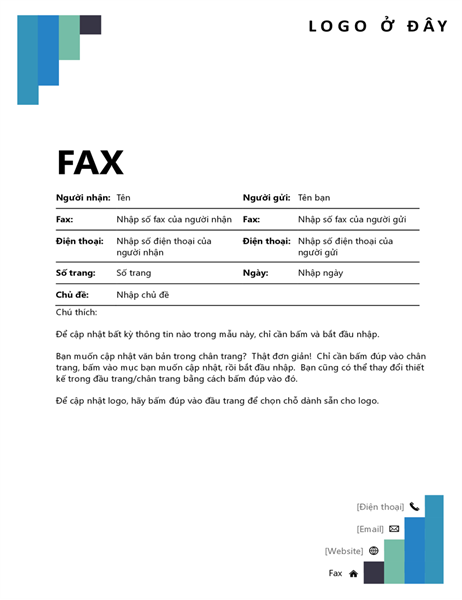 Tờ thông tin bản fax có các bậc màu lam Tờ thông tin bản fax có các bậc màu lam