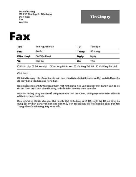 Tờ thông tin gửi fax (Thiết kế chuyên nghiệp) Tờ thông tin gửi fax (Thiết kế chuyên nghiệp)