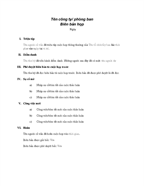 Biên bản họp chính thức