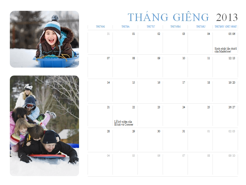 Lịch ảnh 2013 (Thứ Hai-Thứ Bảy/Chủ nhật) Lịch ảnh 2013 (Thứ Hai-Thứ Bảy/Chủ nhật)