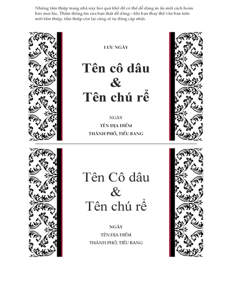 Thiệp thông báo ngày và địa điểm cưới (thiết kế đám cưới Đen và Trắng) Thiệp thông báo ngày và địa điểm cưới (thiết kế đám cưới Đen và Trắng)