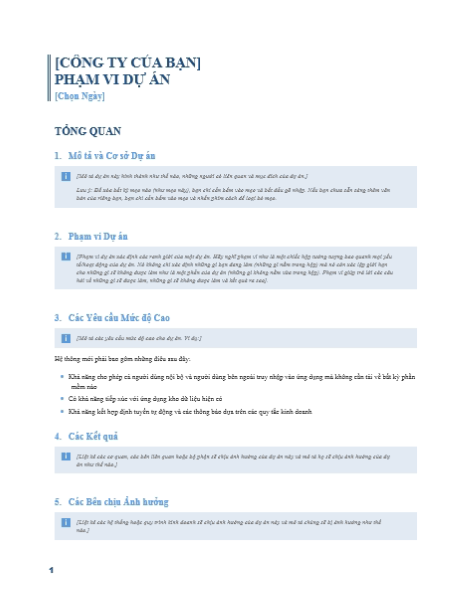 Phạm vi Dự án Phạm vi Dự án