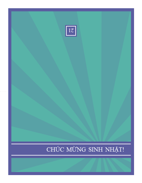 Thiệp sinh nhật đánh dấu những cột mốc trong đời với thiết kế các tia màu xanh lam trên nền xanh lục Thiệp sinh nhật đánh dấu những cột mốc trong đời với thiết kế các tia màu xanh lam trên nền xanh lục