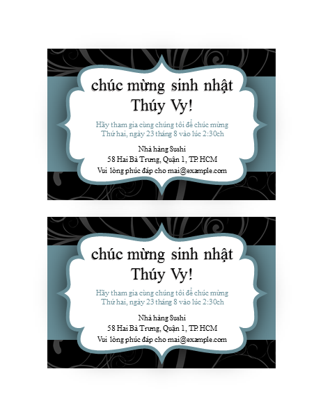 Thư mời dự tiệc (thiết kế hình ruy-băng màu lam) Thư mời dự tiệc (thiết kế hình ruy-băng màu lam)