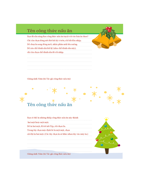 Thiếp công thức nấu ăn (Thiết kế mang không khí Giáng sinh, 2 thiếp mỗi trang, phù hợp với Avery 5889) Thiếp công thức nấu ăn (Thiết kế mang không khí Giáng sinh, 2 thiếp mỗi trang, phù hợp với Avery 5889)